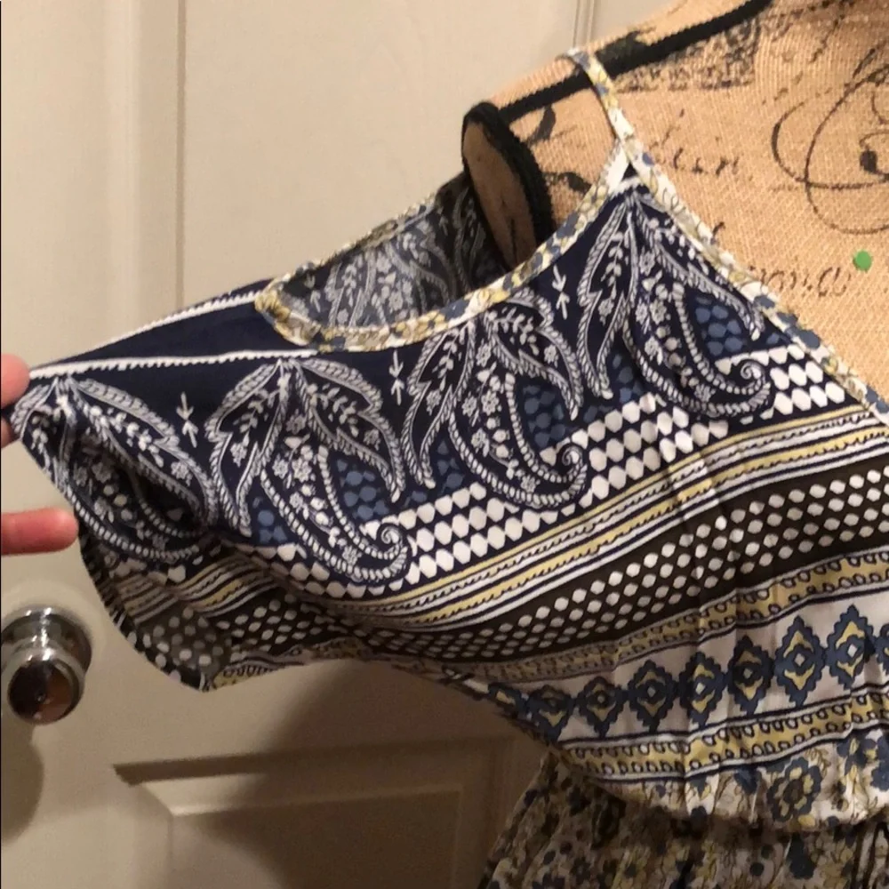 Blue ,cream and brown print maxi Dress - Picture 7 of 8